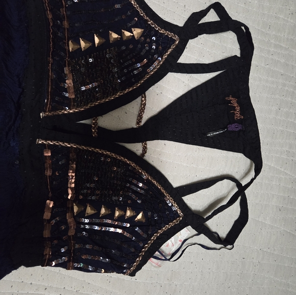 Free People Midnight Blue Goddess Greek Dress 0 - Picture 3 of 7